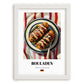 Rouladen – on Striped Tablecloth, German Food Print, placed in minimal white frame