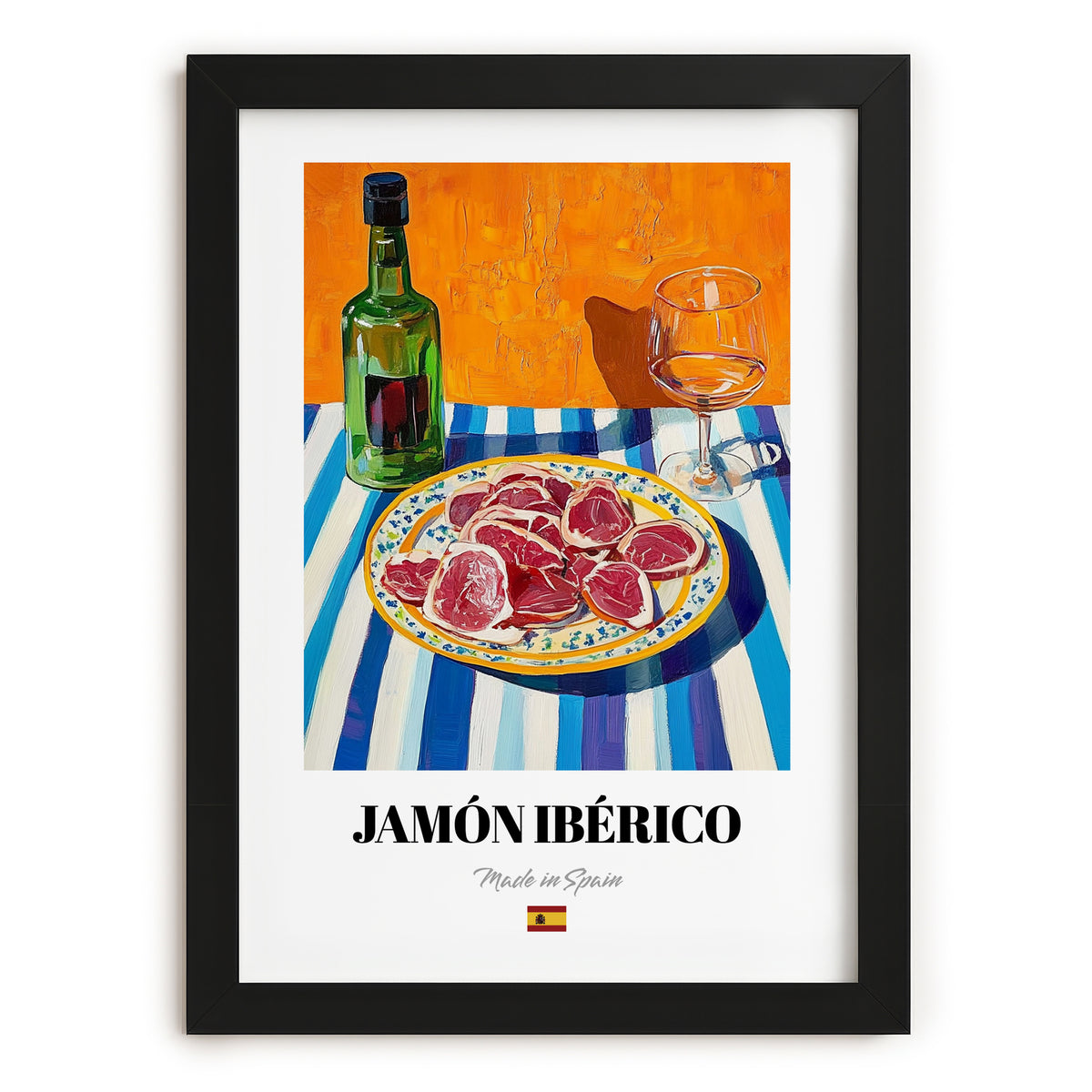 Jamón Ibérico – Art, Spanish Food Wall Art, in sleek black frame