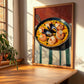 Paella de Marisco – on Striped Tablecloth, Spanish Food Painting, clean layout with no caption