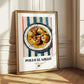 Pollo al Ajillo – on Striped Tablecloth, Spanish Food Wall Art
