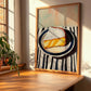 Tarta de Santiago – on Striped Tablecloth, Spanish Dessert Illustration, clean layout with no caption