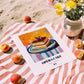 Opéra Cake – Colorful Oil Painting, French French Dessert Painting, unframed on coastal sand