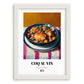 Coq au Vin – Art, French Food Wall Decor, placed in minimal white frame