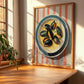 Moules Marinières – on Striped Tablecloth, French Food Art, clean layout with no caption