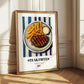 Steak Frites – on Striped Tablecloth, French Food Painting