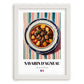 Navarin d’Agneau – on Striped Tablecloth, French Food Wall Art, placed in minimal white frame