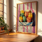 Macarons – on Striped Tablecloth, French French Dessert Still Life, clean layout with no caption