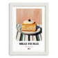 Mille-Feuille – on Striped Tablecloth, French French Pastry Illustration, placed in minimal white frame