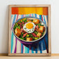 Salade Lyonnaise – Colorful Oil Painting, French Food Wall Illustration, no-text version framed in wood