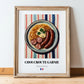 Choucroute Garnie – on Striped Tablecloth, French Food Wall Decor, in wooden frame leaning on the floor