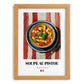 Soupe au Pistou – on Striped Tablecloth, French Food Illustration, set in oak frame