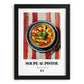 Soupe au Pistou – on Striped Tablecloth, French Food Illustration, in sleek black frame
