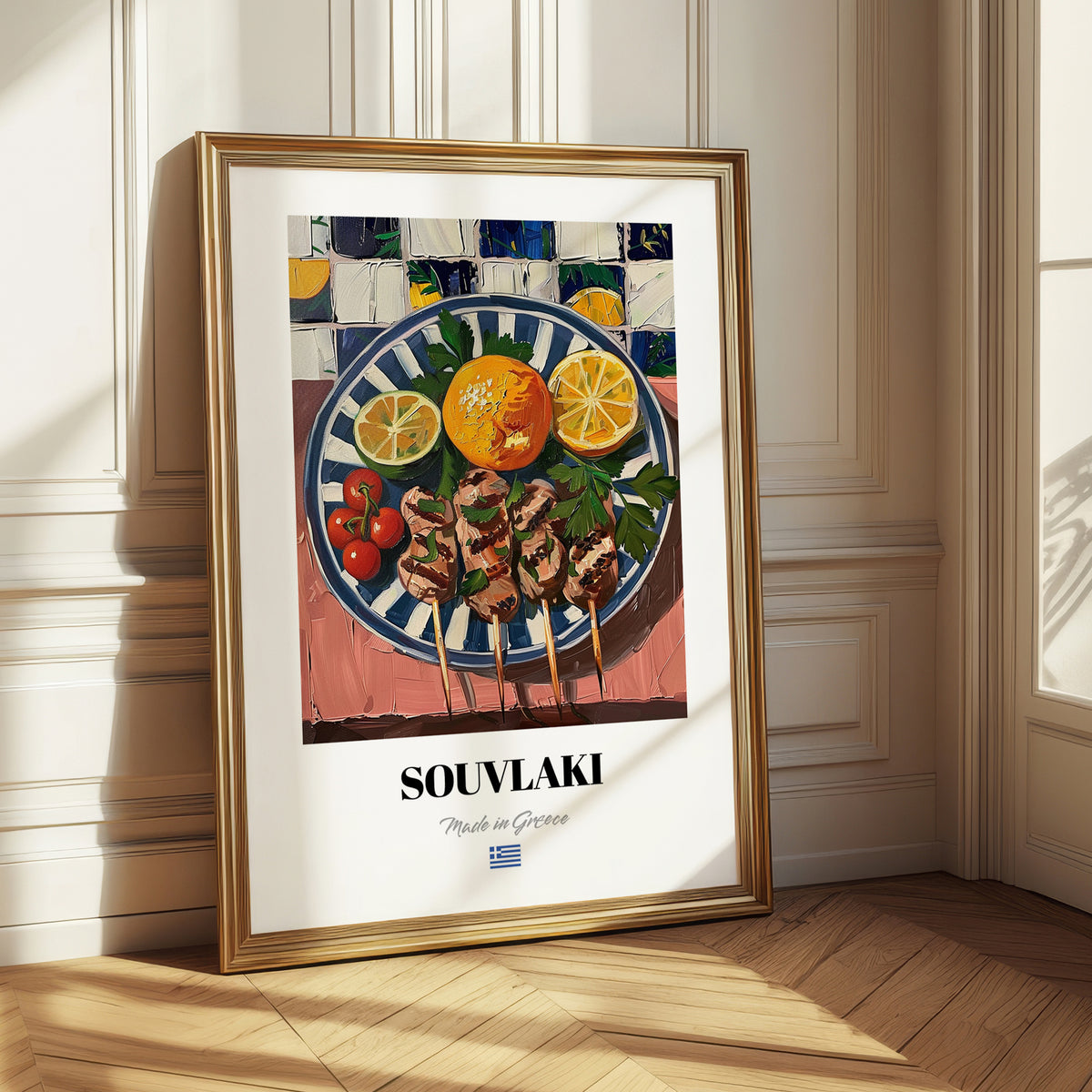 Souvlaki – Oil Painting, Greek Food Wall Decor