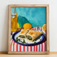 Spanakopita – Oil Painting, Greek Pastry Wall Decor, no-text version framed in wood