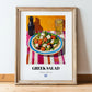 Greek Salad – Art, Greek Food Painting, in wooden frame leaning on the floor
