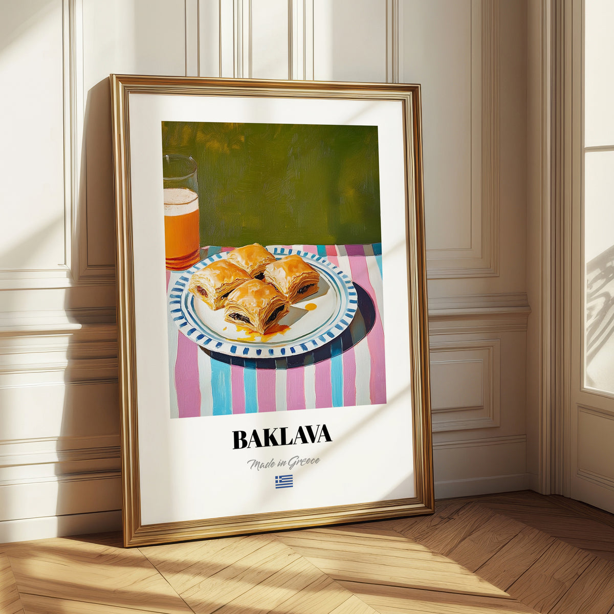 Baklava – Oil Painting, Greek Dessert Illustration 
