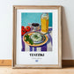 Tzatziki – Colorful Oil Painting, Greek Food Still Life, in wooden frame leaning on the floor