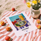 Tzatziki – Colorful Oil Painting, Greek Food Still Life, unframed on coastal sand