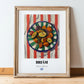 Briám – on Striped Tablecloth, Greek Food Wall Illustration, in wooden frame leaning on the floor