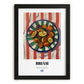 Briám – on Striped Tablecloth, Greek Food Wall Illustration, in sleek black frame