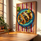 Tacos al Pastor – on Striped Tablecloth, Mexican Food Illustration, clean layout with no caption
