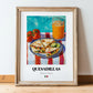 Quesadillas – Colorful Oil Painting, Mexican Cheese Painting, in wooden frame leaning on the floor