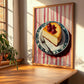 Sernik – on Striped Tablecloth, Polish Dessert Art, clean layout with no caption