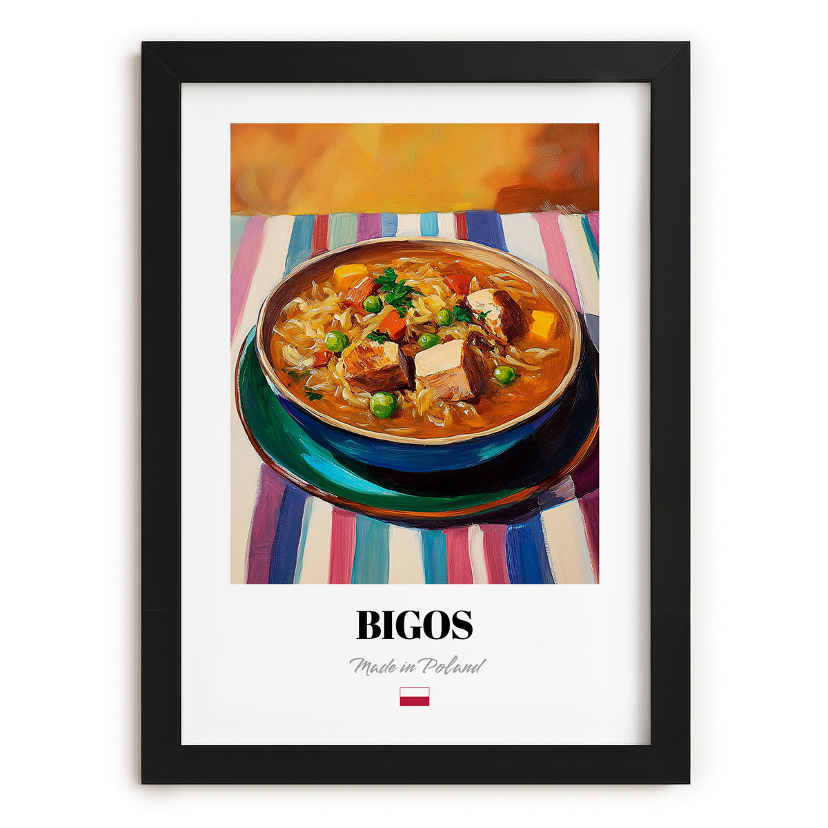 Bigos – Art, Polish Food Still Life, in sleek black frame