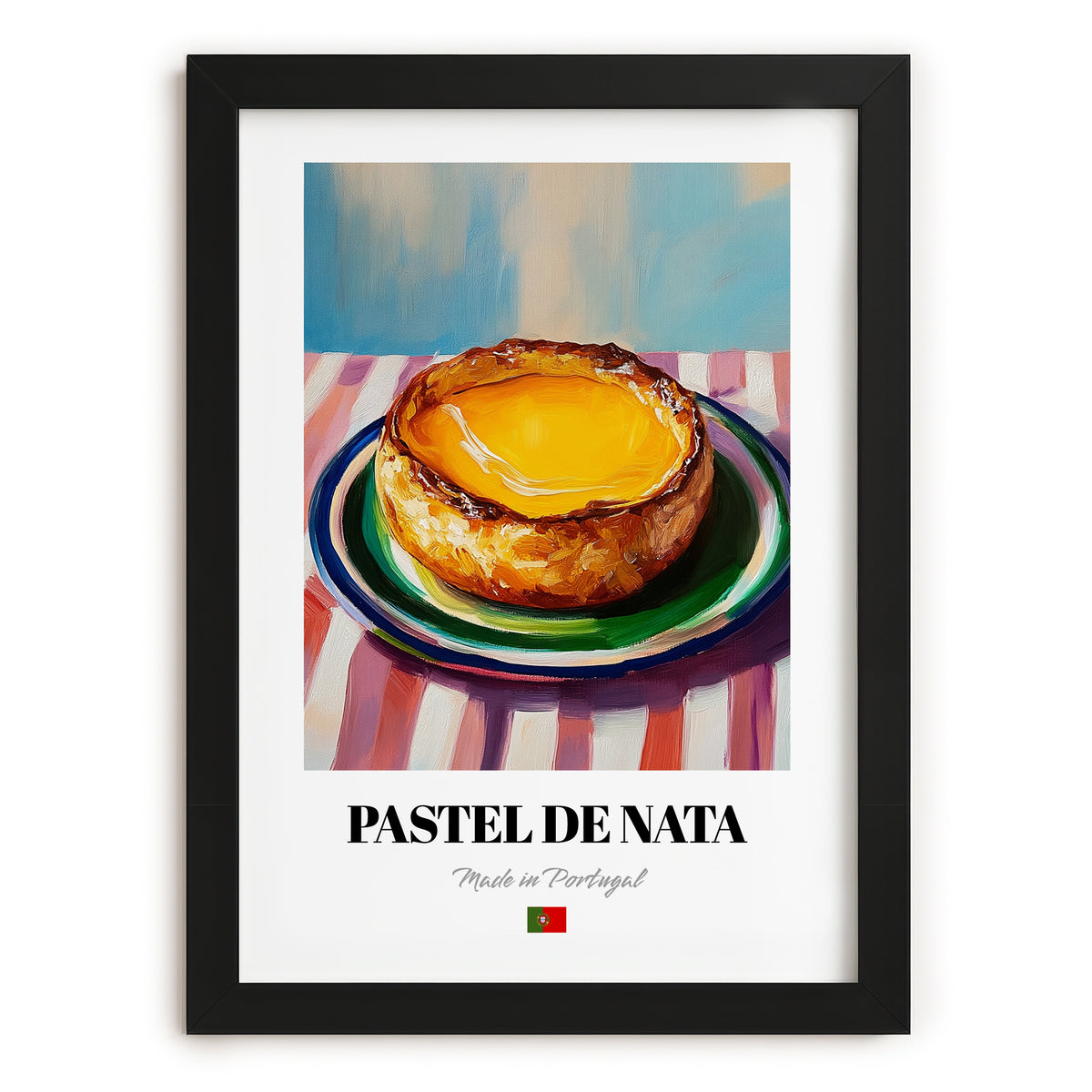Pastel de Nata – Oil Painting, Portuguese Dessert Print, in sleek black frame
