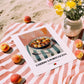 Cozido à Portuguesa – on Striped Tablecloth, Portuguese Food Wall Art, unframed on coastal sand