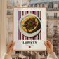 Lahmacun – on Striped Tablecloth, Turkish Food Painting, styled in a charming Paris street view