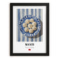 Mantı – on Striped Tablecloth, Turkish Pasta Painting, in sleek black frame