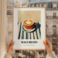 Macchiato – on Striped Tablecloth, Italian Coffee Print, styled in a charming Paris street view