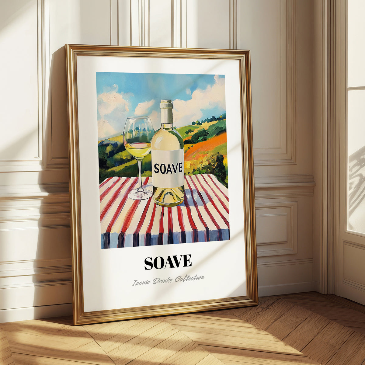 Soave – Italian Hilltop Café Scene, Italian Wine Illustration