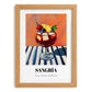 Sangría – on Striped Tablecloth, Spanish Cocktail Illustration, set in oak frame