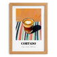Cortado – on Striped Tablecloth, Spanish Coffee Wall Decor, set in oak frame