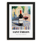 Saint-émilion – French Urban Café Scene, French Wine Wall Decor, in sleek black frame