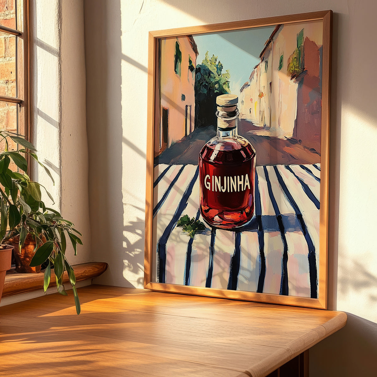 Ginjinha – Portuguese Street Café Scene, Portuguese Spirit Wall Decor, clean layout with no caption