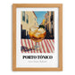 Porto Tónico – Portuguese Outdoor Café Scene, Portuguese Cocktail Illustration, set in oak frame