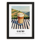 Galão – Portuguese Hillside Café View, Portuguese Coffee Illustration, in sleek black frame
