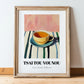 Tsai Tou Vounou Beverage – on Striped Tablecloth, Greek Beverage Still Life, in wooden frame leaning on the floor