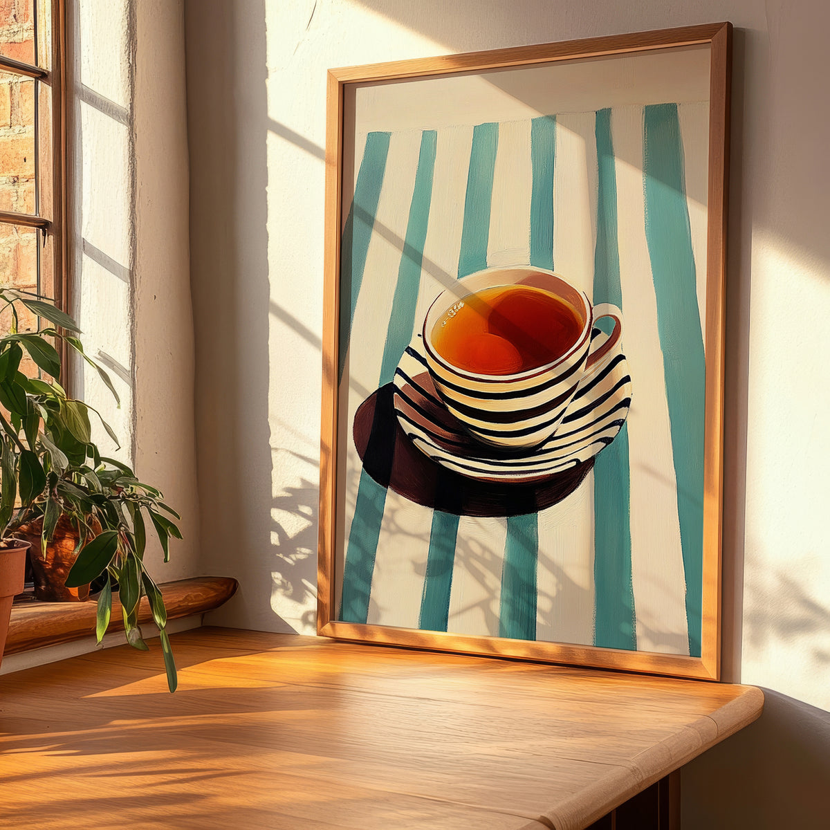 Baijiu – on Striped Tablecloth, Chinese Beverage Poster, clean layout with no caption