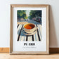 Baijiu – Chinese Café on the Corner, Chinese Tea Painting, in wooden frame leaning on the floor