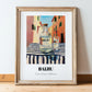 Pu-erh Tea – Chinese Urban Café Scene, Chinese Tea Poster, in wooden frame leaning on the floor