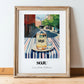 Soju – Korean Urban Café Scene, Korean Beverage Illustration, in wooden frame leaning on the floor