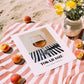Tokaji Aszú – on Striped Tablecloth, Hungarian Spirit Illustration, unframed on coastal sand