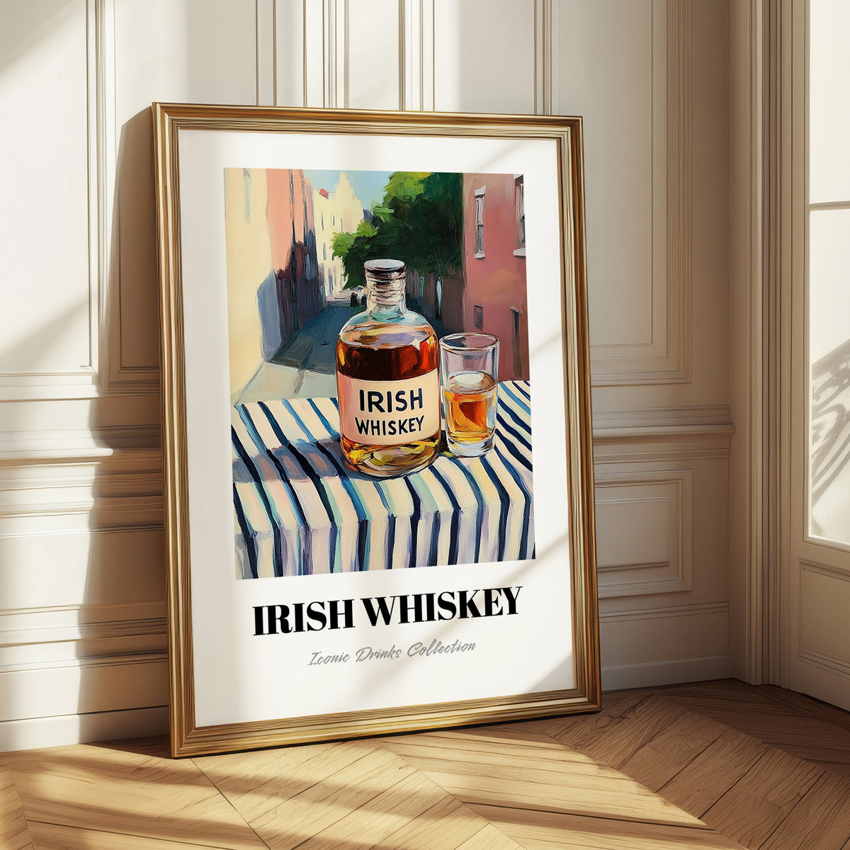 Irish Whiskey – Irish Outdoor Café Scene, Irish Whiskey Print
