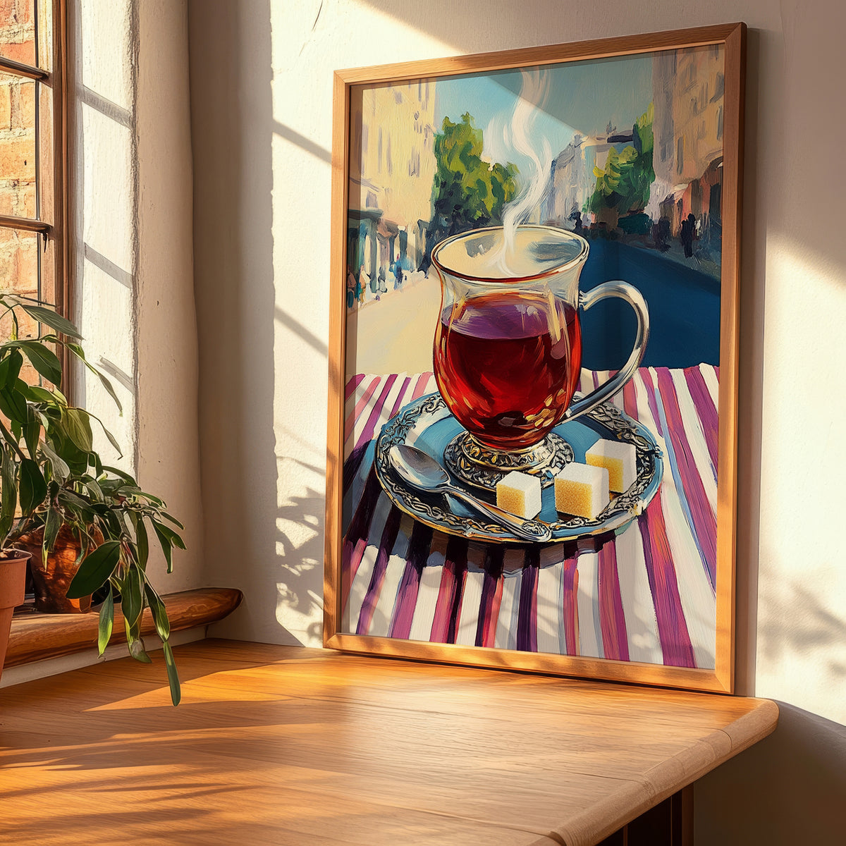 Türk Çayı – Turkish Outdoor Café Scene, Turkish Tea Poster, clean layout with no caption