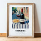 Saperavi – Georgian Café on the Corner, Georgian Wine Wall Decor, in wooden frame leaning on the floor