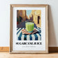 Sugarcane Juice – Egyptian Outdoor Café Scene, Egyptian Beverage Wall Decor, in wooden frame leaning on the floor